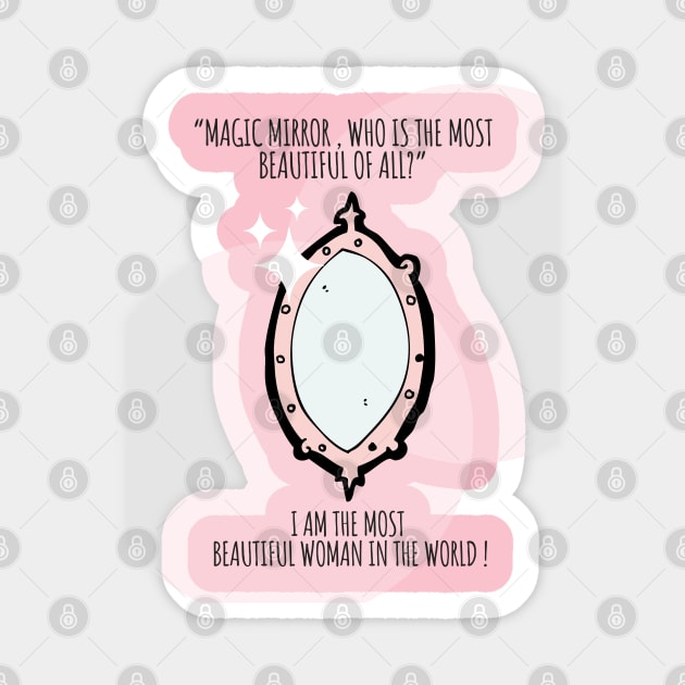 Magic mirror, who is the most beautiful woman?  Funny Kawaii pink mirror Sticker by Mission Bear